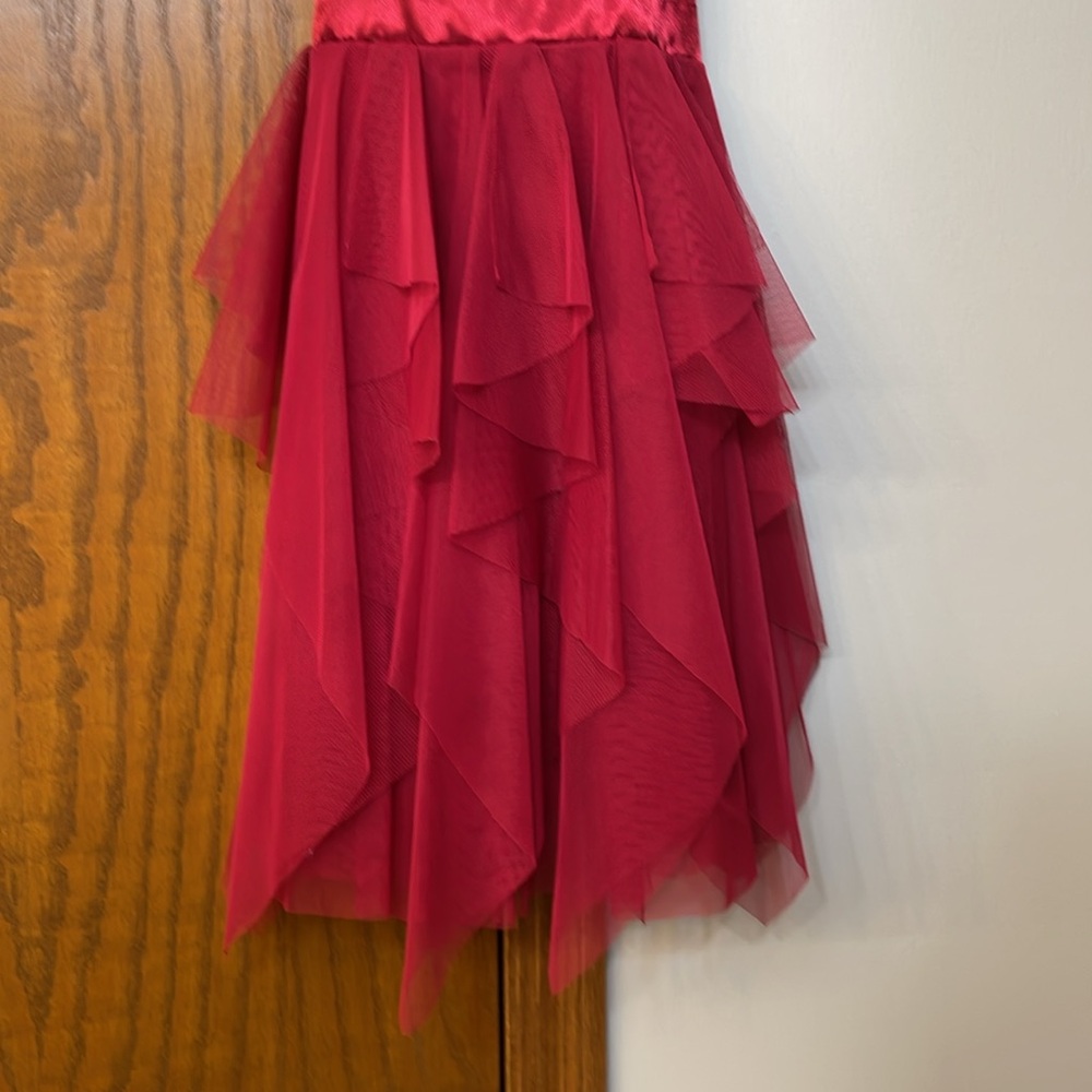 BISCOTTI UEC Girls Size 8 Red Sequined Tiered Tulle Festive Holiday Dress Bow - Picture 4 of 10
